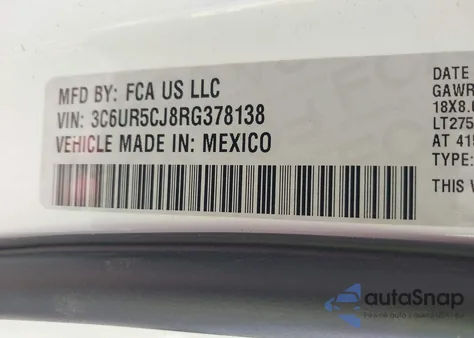 2024 Ram 2500 Tradesman 4X4 6'4 Box from USA, damaged, VIN 3C6UR5CJ8RG378138